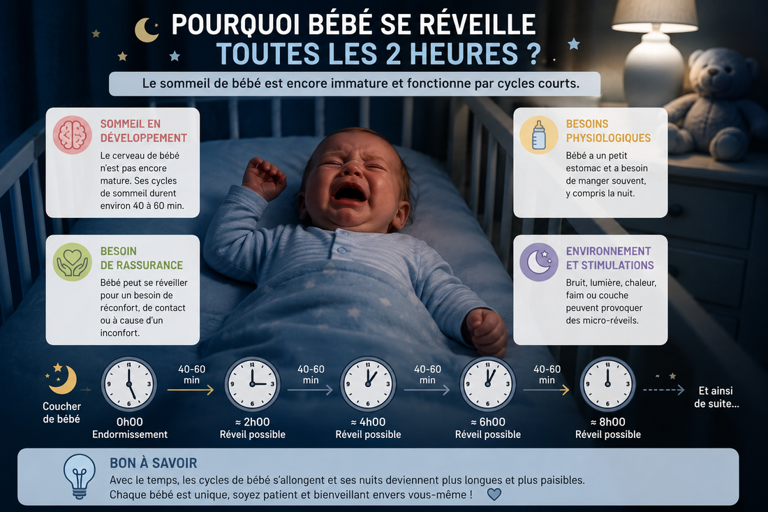 Pourquoi bébé se réveille toutes les 2 heures ?