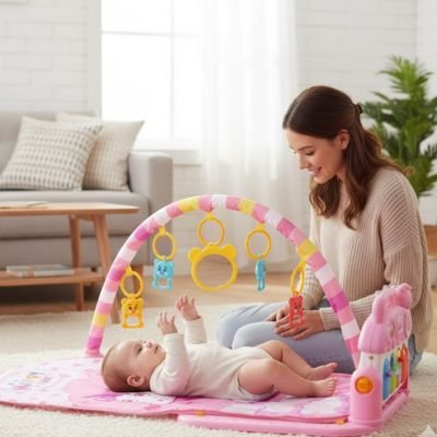 Arche d'éveil rose bebe essaie attraper