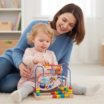 Boulier en bois moment maman bebe