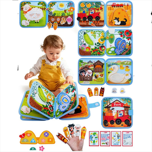 busy board animals fillette decouvre