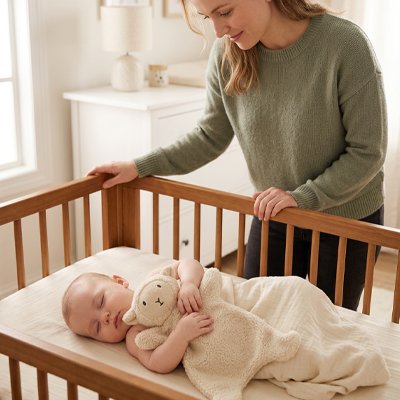 Doudou bebe mouton maman veille