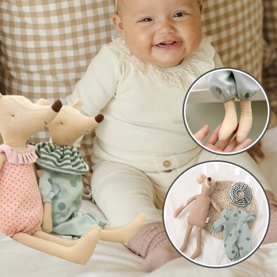 Doudou garcon et fille avec bebe