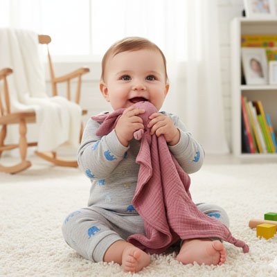 Doudou lapin mordu par bebe