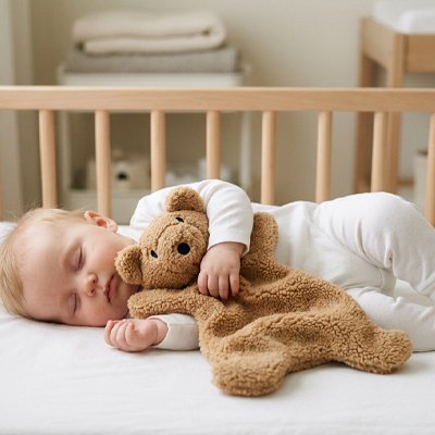 Doudou ourson tendrement enlacé