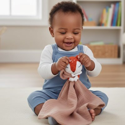 Doudou renard bebe tire oreille renard roe