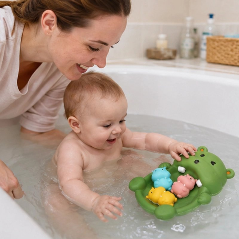 Jouet baignoire bebe hippopotame joue dans bain