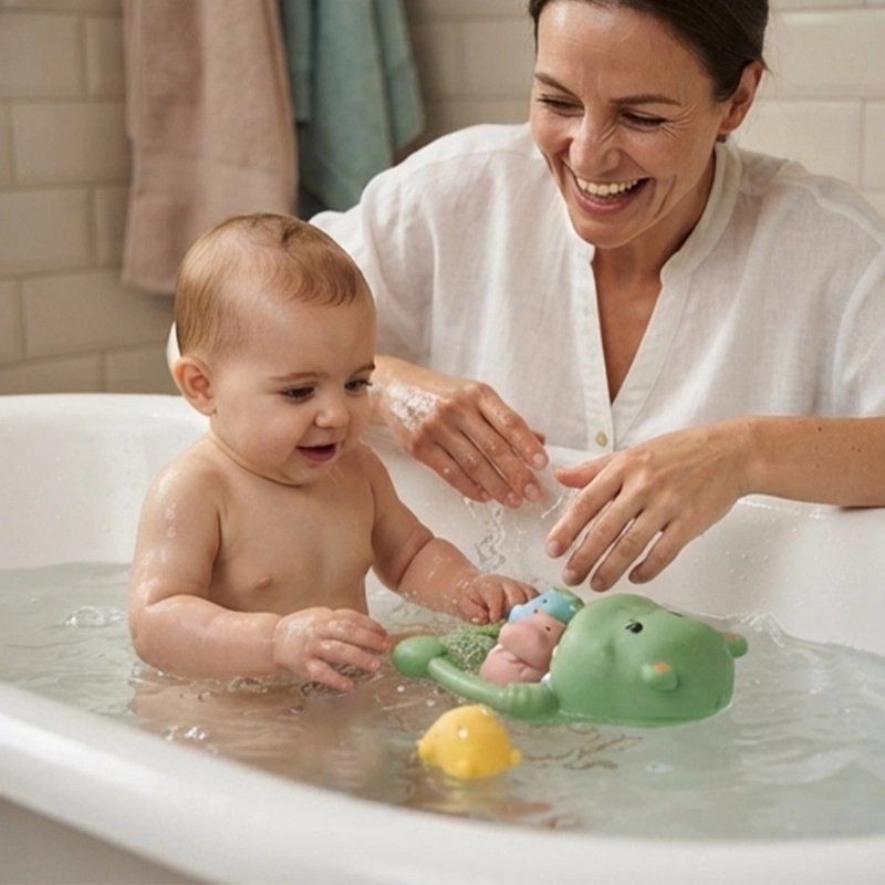 Jouet baignoire bebe maman et bebe dans la bain avec Hyppo