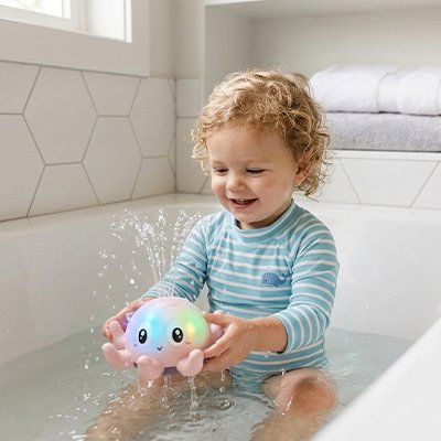 Jouet baignoire pour bebe pieuvre lumineuse