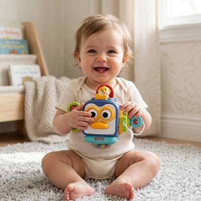 Jouet bebe hibou malin joue avec bebe