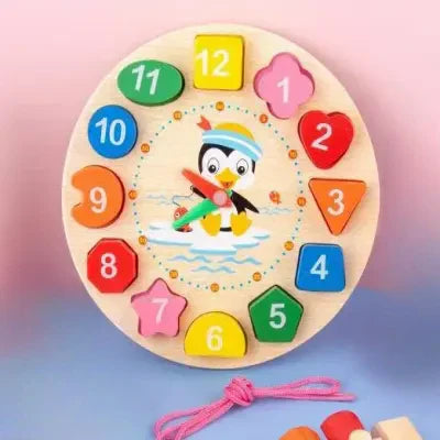 jouet bois horloge complet