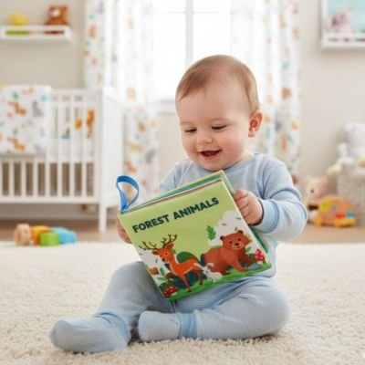 Livre bebe en tissus garcon decouvre