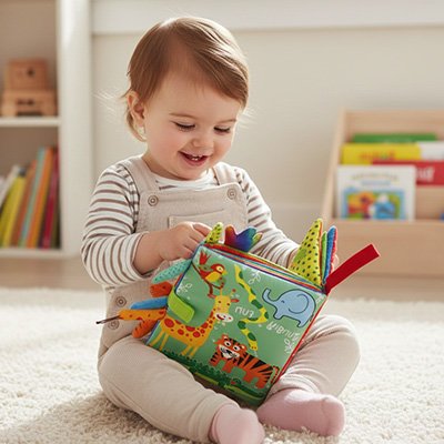 Livre bebe en tissus sensoriel