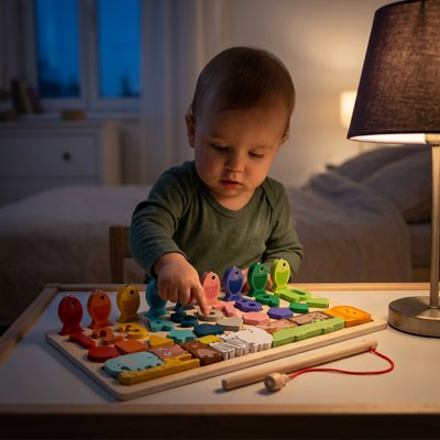 Puzzle bois bebe apprend a compter