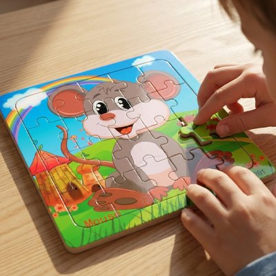 Puzzle bois deux mains presque fini