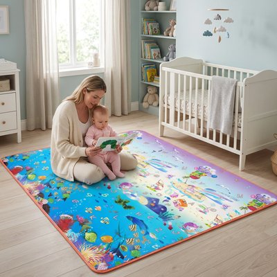 Tapis de sol bébé ocean moment lecture avec maman
