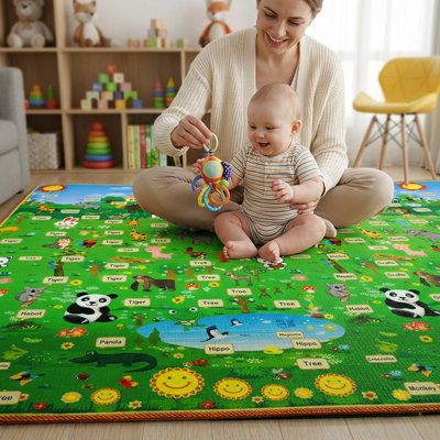 Tapis de sol bébé panda maman stimule bebe