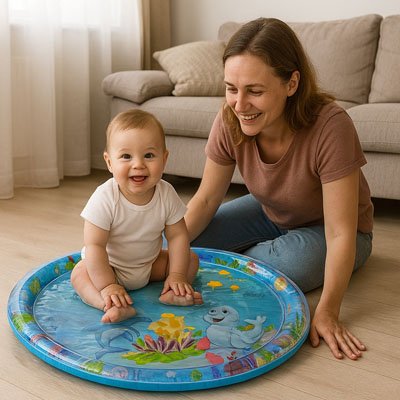 Tapis d'eau bebe garçon avec maman