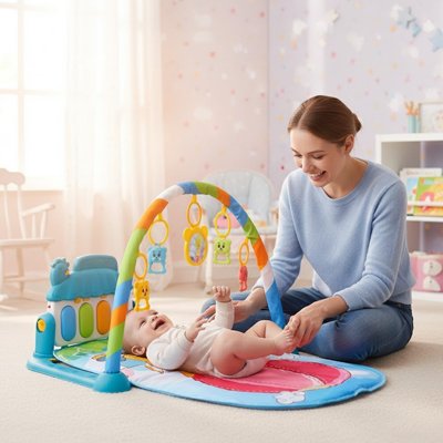 Tapis d'éveil bébé maman stimule pied bebe